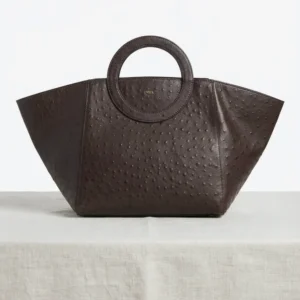 Ora Nola Oversized Ostrich 2 Convertible Side Brown gussets bag