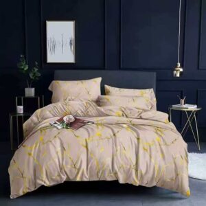 Beige and gold marble patterned Duvet | Pillowcase