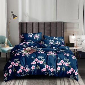 Navy blue floral Duvet | Pillowcase