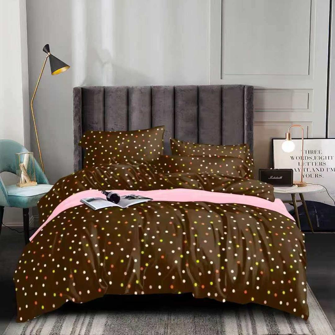 Brown and Pink polka dot Bedsheet